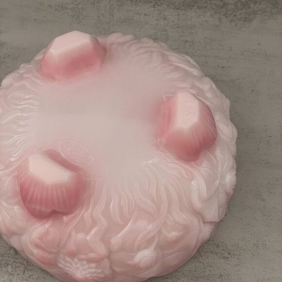 Vintage Fenton Rosalene Pink Waterlily Three Toe Footed 7" Round Glass Bowl - Picture 5 of 7